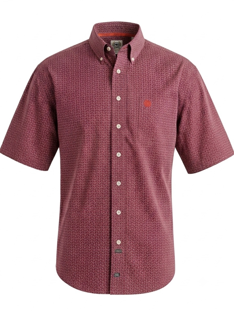 Cinch Men’s XXL 2XL Burgundy Western Button Down Short Sleeved Shirt
